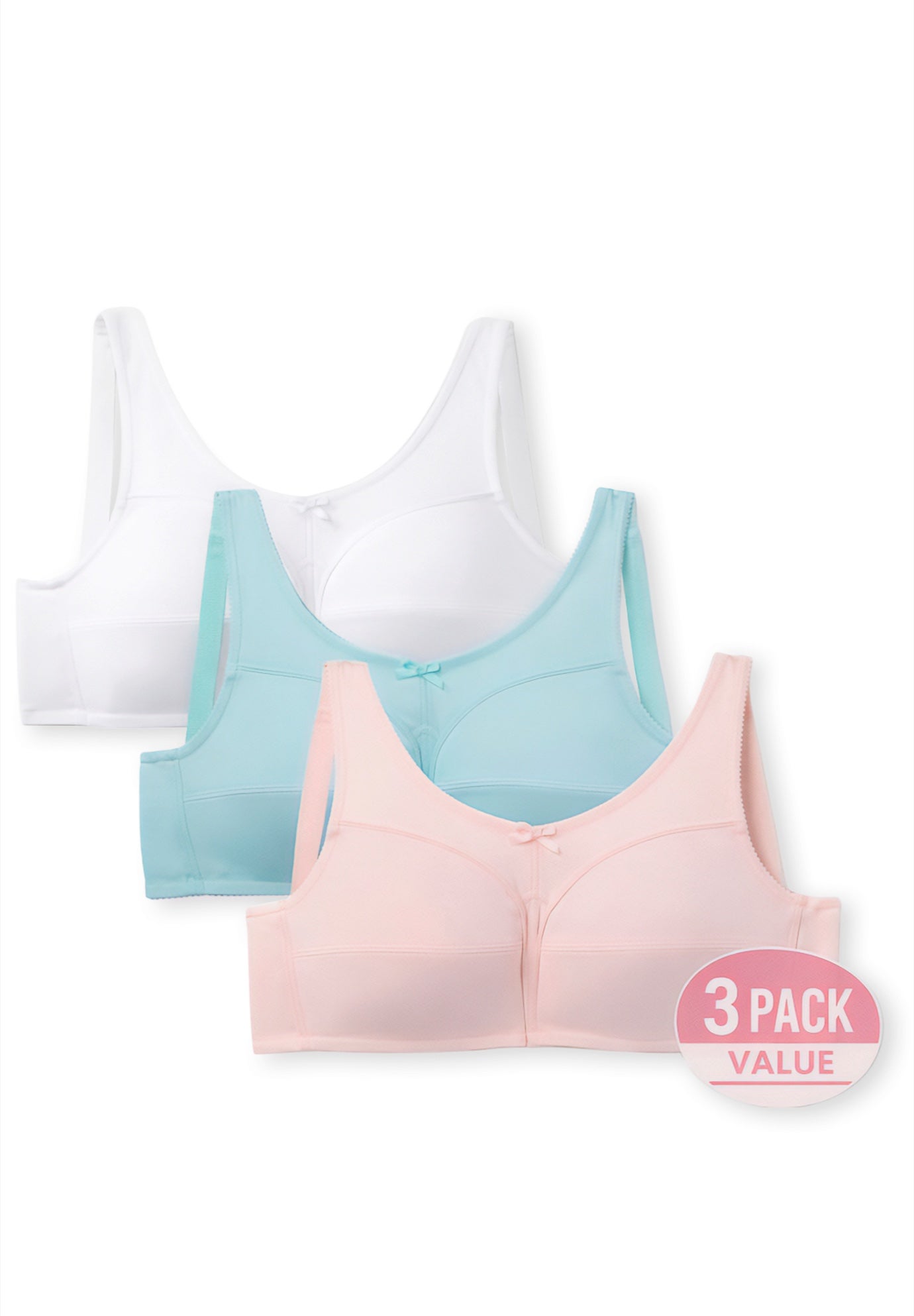 Plus Size Women's 3-Pack Cotton Wireless Bra by Comfort Choice in Pastel Assorted (Size 38 B)