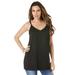 Plus Size Women's V-Neck Cami by Roaman's in Black (Size 16 W) Top
