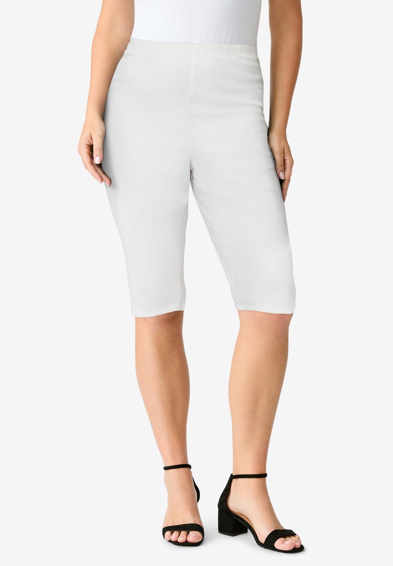 Plus Size Women's Plus Size Comfort Stretch Bermuda Jean Short by Denim 24/7 by Roamans in White Denim (Size 18 W)