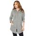 Plus Size Women's Fleece Zip Hoodie Jacket by Roaman's in Medium Heather Grey (Size 4X)