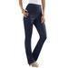 Plus Size Women's Straight-Leg Comfort Stretch Jean by Denim 24/7 in Indigo Wash (Size 28 W) Elastic Waist Denim