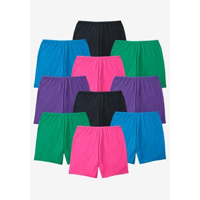 Plus Size Women's Cotton Boxer 10-Pack by Comfort Choice in Bright Pack (Size 16) Underwear
