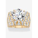 Women's Gold over Sterling Silver Round Ring Cubic Zirconia (9 cttw TDW) by PalmBeach Jewelry in Gold (Size 9)