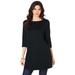 Plus Size Women's Boatneck Ultimate Tunic with Side Slits by Roaman's in Black (Size 22/24) Long Shirt