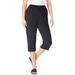 Plus Size Women's Soft Knit Capri Pant by Roaman's in Heather Charcoal (Size 2X) Pull On Elastic Waist