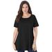 Plus Size Women's Swing Ultimate Tee with Keyhole Back by Roaman's in Black (Size 6X) Short Sleeve T-Shirt