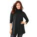 Plus Size Women's Mockneck Ultimate Tunic by Roaman's in Black (Size S) 100% Cotton Mock Turtleneck