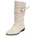 Wide Width Women's The Heather Wide Calf Boot by Comfortview in Winter White (Size 9 W)
