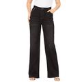 Plus Size Women's Invisible Stretch® Contour Wide-Leg Jean by Denim 24/7 in Black Denim (Size 16 W) Soft Comfortable