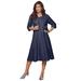Plus Size Women's Fit-And-Flare Jacket Dress by Roaman's in Navy (Size 16 W) Suit
