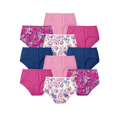 Plus Size Women's Full Coverage Cotton Brief 10-Pack by Comfort Choice in Paisley Pack (Size 8) Underwear