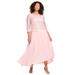 Plus Size Women's Lace Popover Dress by Roaman's in Pale Blush (Size 36 W) Formal Evening