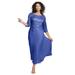 Plus Size Women's Lace Popover Dress by Roaman's in True Blue (Size 16 W) Formal Evening