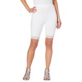 Plus Size Women's Essential Stretch Lace-Trim Short by Roaman's in White (Size 14/16)