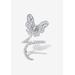 Women's Platinum-Plated Cubic Zirconia Butterfly Ring by PalmBeach Jewelry in White (Size 6)