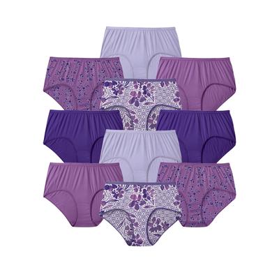Plus Size Women's Cotton Brief 10-Pack by Comfort Choice in Mosaic Pack (Size 15) Underwear
