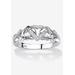 Women's Platinum & Silver Promise Ring with Diamond-Accent by PalmBeach Jewelry in White (Size 7)