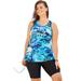 Plus Size Women's Longer-Length Racerback Tankini Top by Swim 365 in Blue Abstract (Size 34)