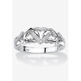 Women's Platinum & Silver Promise Ring with Diamond-Accent by PalmBeach Jewelry in White (Size 8)