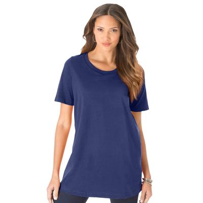 Plus Size Women's Crewneck Ultimate Tee by Roaman's in Navy (Size 6X) Shirt