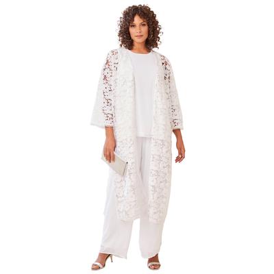 Plus Size Women's Three-Piece Lace Duster & Pant S...