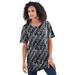 Plus Size Women's Crewneck Ultimate Tee by Roaman's in Black Textured Animal (Size M) Shirt