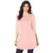Plus Size Women's Boatneck Ultimate Tunic with Side Slits by Roaman's in Soft Blush (Size 30/32) Long Shirt