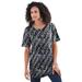 Plus Size Women's Crewneck Ultimate Tee by Roaman's in Black Textured Animal (Size 5X) Shirt