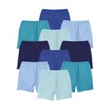 Plus Size Women's Cotton Boxer 10-Pack by Comfort Choice in Blue Multi Pack (Size 9) Underwear