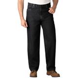 Men's Big & Tall Expandable Waist Relaxed Fit Jeans by KingSize in Black Denim (Size 44 38)