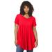 Plus Size Women's Swing Ultra Femme Tunic by Roaman's in Vivid Red (Size 30/32) Short Sleeve V-Neck Shirt