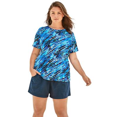 Plus Size Women's The Swim Tee by Swim 365 in Silver Foil Animal (Size 22/24) Rash Guard