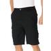 Men's Big & Tall 10" Side Elastic Canyon Cargo Shorts by KingSize in Black (Size 48)