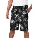 Men's Big & Tall Hibiscus Print 8" Swim Trunks by KS Island in Black Hibiscus (Size 5XL)