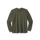 Men's Big & Tall Waffle-Knit Thermal Henley Tee by KingSize in Heather Olive (Size XL) Long Underwear Top