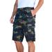 Men's Big & Tall 10" Side Elastic Canyon Cargo Shorts by KingSize in Olive Camo (Size 40)