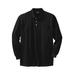 Men's Big & Tall Long-Sleeve Shrink-Less™ Piqué Polo by KingSize in Black (Size L)