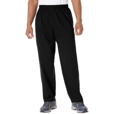 Men's Big & Tall Lightweight Jersey Open Bottom Sweatpants by KingSize in Black (Size 6XL)