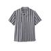 Men's Big & Tall Gauze Camp Shirt by KingSize in Grey Stripe (Size 2XL)