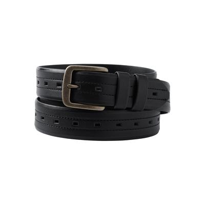 Men's Big & Tall Stitched Leather Belt by KingSize in Black (Size 64/66)