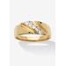 Men's Big & Tall Men's .50 TCW Cubic Zirconia Diagonal Ring in Gold-Plated Sterling Silver by PalmBeach Jewelry in Gold (Size 10)