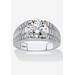 Men's Big & Tall Platinum-Plated Cubic Zirconia Watchband Ring by PalmBeach Jewelry in Platinum (Size 16)
