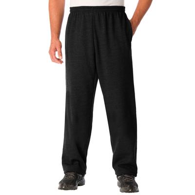Men's Big & Tall Fleece Open-Bottom Sweatpants by KingSize in Black (Size 4XL)