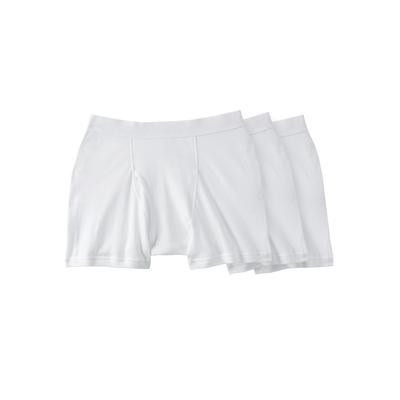 Men's Big & Tall Cotton Boxer Briefs 3-Pack by KingSize in White (Size 2XL)