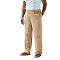 Men's Big & Tall Elastic Waist Gauze Cotton Pants by KS Island in Khaki (Size 6XL)