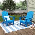 Three Posts™ Marciano Adirondack Set, Stainless Steel in Blue | 34.5 H x 29.5 W x 34.25 D in | Wayfair 7B36CDACE8C74ED0BD71D64E9E3D9BC2