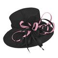 Caprilite Black and Baby Pink Large Queen Brim Hat Occasion Hatinator Fascinator Weddings Formal