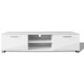 Meuble télé buffet tv télévision design pratique à haute brillance blanc 120 cm - Blanc