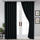 Yorkshire Bedding Thermal Blackout Curtains 90 x 72 Noise Reducing Tape Top Insulated Window Black Curtains For Bedroom + 2 Tie Backs (228 x 183 cm)