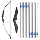 Archery Takedown Recurve Bow and Arrow Set CS Game Bow 30-40lbs Right Left Handed Universal with 12pcs Fiberglass Arrows (Black, 30lbs)